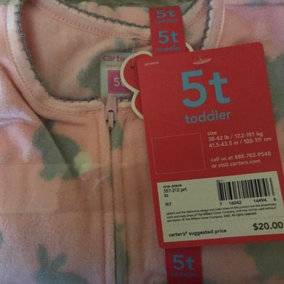 4T and 5T NWT Carters Zip Up Pajamas - Picture 3 of 3